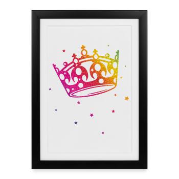 Couronne Glitter Rainbow Love CSD LGBT - Affiche encadrée (27 × 37 cm) - noir - Devant