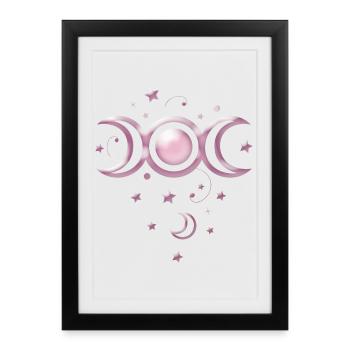 Lune Phases lunaires Wicca - Affiche encadrée (27 × 37 cm) - noir - Devant