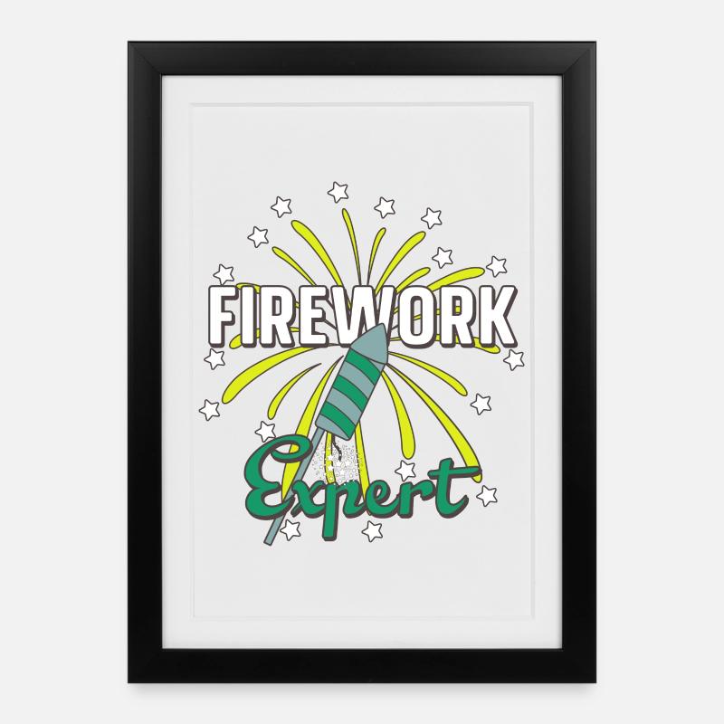 Feu d'artifice expert - Affiche encadrée (27 × 37 cm) - noir