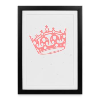 Princesse, Queen Couronneavec des étoiles. - Affiche encadrée (27 × 37 cm) - noir - Devant
