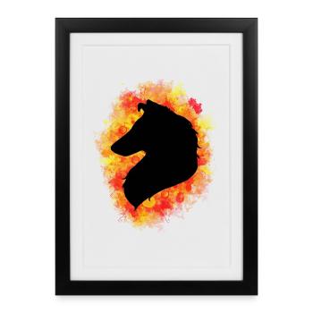 Colley silhouette cheveux longs - Affiche encadrée (27 × 37 cm) - noir - Devant