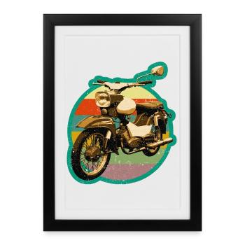 Simmi Star SR4-2 DDR pour cyclomoteur au look rétro utilisé - Affiche encadrée (27 × 37 cm) - noir - Devant