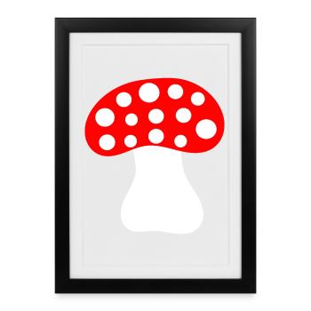 Toadstool, mushroom in the woods gift - Framed poster (27 × 37 cm) - black - Front