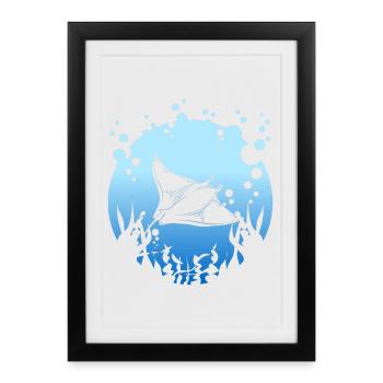 Manta rays - Framed poster (27 × 37 cm) - black - Front