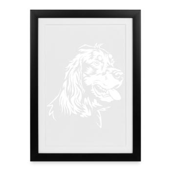 Gordon Setter Tête « Black Edition » - Affiche encadrée (27 × 37 cm) - noir - Devant