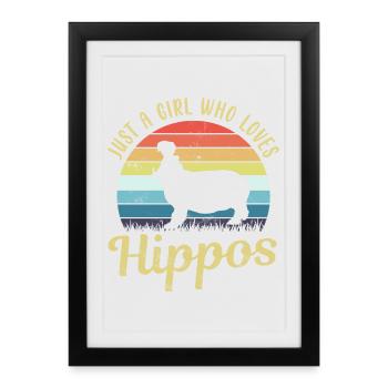 Hippopotames hippopotame hippopotame - Affiche encadrée (27 × 37 cm) - noir - Devant
