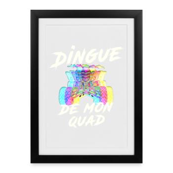 Quad : T-shirt dingue de quad, quad multicolore - Affiche encadrée (27 × 37 cm) - noir - Devant