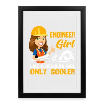 Engineer Women Ladies Funny - Framed poster (27 × 37 cm) - black - Front