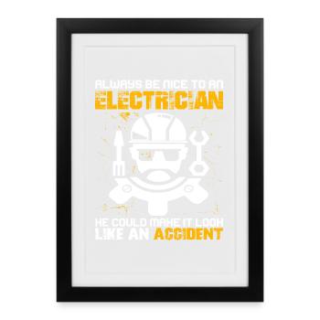 Électricien électr - Affiche encadrée (27 × 37 cm) - noir - Devant