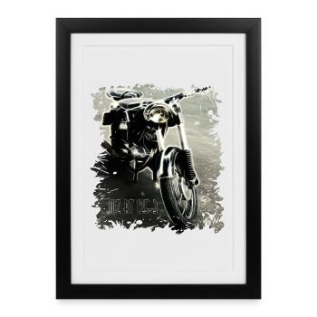 Moto MZ RT 125 Zschopau GDR - Affiche encadrée (27 × 37 cm) - noir - Devant
