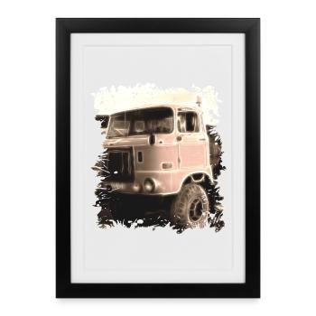 Moteur IFA W50 CAMION DDR NVA LAK traction intégrale - Affiche encadrée (27 × 37 cm) - noir - Devant