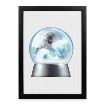 Snow Globe Puppy in Winter Glint - Framed poster (27 × 37 cm) - black - Front
