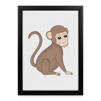Singe Bébé Singe - Affiche encadrée (27 × 37 cm) - noir - Devant