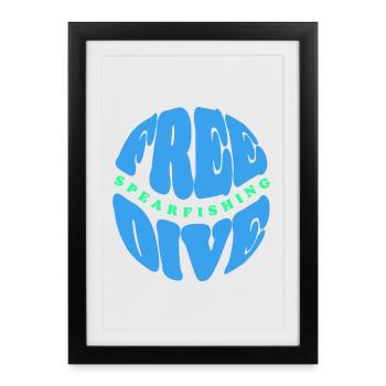 Freedive and Spearfishing Typography - Framed poster (27 × 37 cm) - black - Front