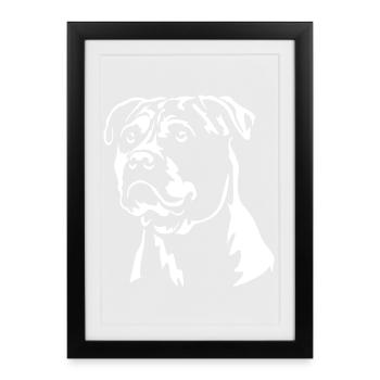 Perro Dogo Mallorquin Head "Black Edition" - Framed poster (27 × 37 cm) - black - Front