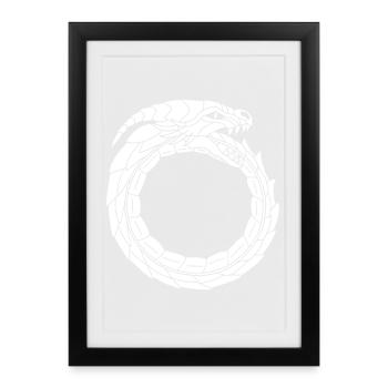 Devouring White Dragon - Framed poster (27 × 37 cm) - black - Front