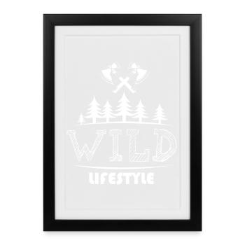 Wild Lifestyle Outdoor Bushcraft Symbol Graphic - Affiche encadrée (27 × 37 cm) - noir - Devant