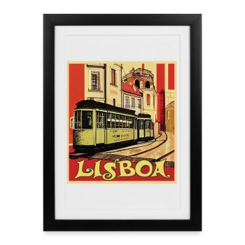 Tramway de Lisbonne - Affiche encadrée (27 × 37 cm) - noir - Devant