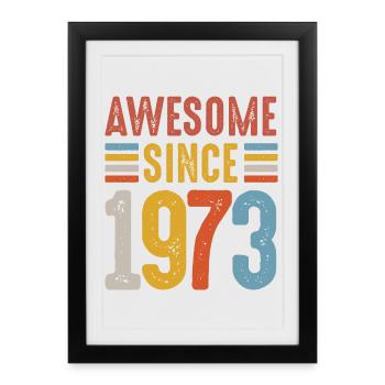 Génial depuis 1973 Badge rétro - Affiche encadrée (27 × 37 cm) - noir - Devant