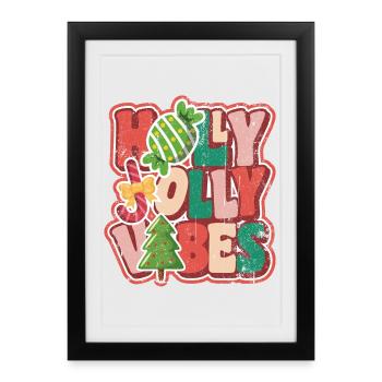 Jolly Holiday Bubbles Christmas - Framed poster (27 × 37 cm) - black - Front