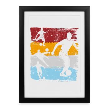 Silhouettes de football à blocs de couleurs - Affiche encadrée (27 × 37 cm) - noir - Devant