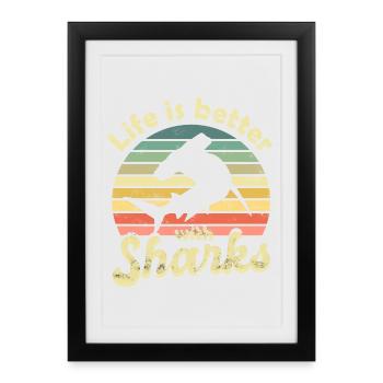 Requin-marteau Requin - Affiche encadrée (27 × 37 cm) - noir - Devant