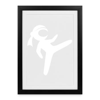 Ninja Kämpfer Symbol Logo icon Illustration Grafik - Gerahmtes Poster (27 × 37 cm) - Schwarz - Vorne