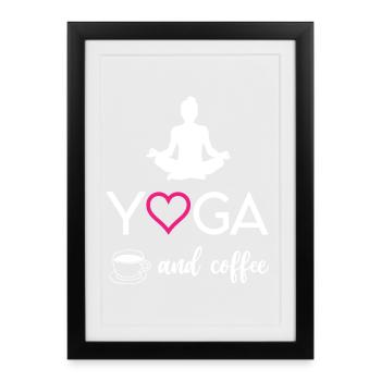 Yoga et café - Affiche encadrée (27 × 37 cm) - noir - Devant