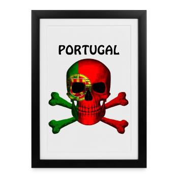 Skull Jolly Roger Pirate Flag Portugal R6Z - Framed poster (27 × 37 cm) - black - Front