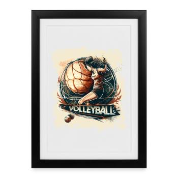 Volley-ball - Affiche encadrée (27 × 37 cm) - noir - Devant