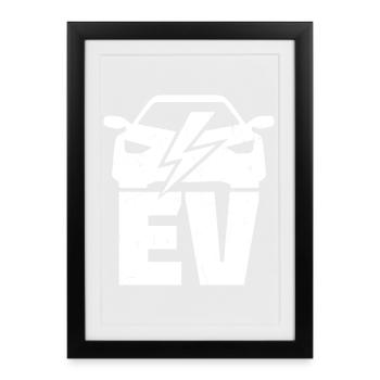 EV - Véhicule électrique pour les fans de voitures électriques - Affiche encadrée (27 × 37 cm) - noir - Devant