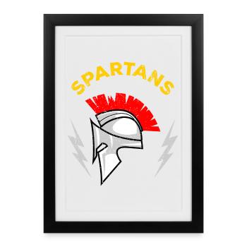 Casque Mohawk Spartan - Affiche encadrée (27 × 37 cm) - noir - Devant