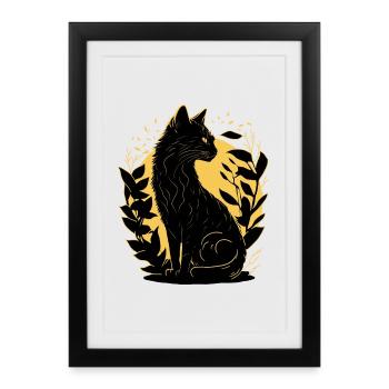 Cat silhouette - Framed poster (27 × 37 cm) - black - Front