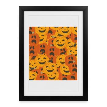 Citrouilles effrayantes motif d’Halloween - Affiche encadrée (27 × 37 cm) - noir - Devant