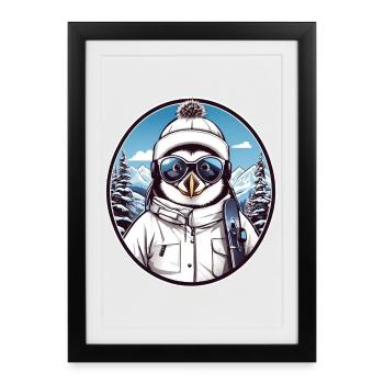 Pingouin mignon - Affiche encadrée (27 × 37 cm) - noir - Devant