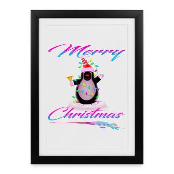 Taupe comme le Père Noël appelle Joyeux Noël - Affiche encadrée (27 × 37 cm) - noir - Devant