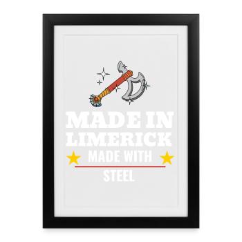 Made in limerick, Made with Steel Ireland - Framed poster (27 × 37 cm) - black - Front