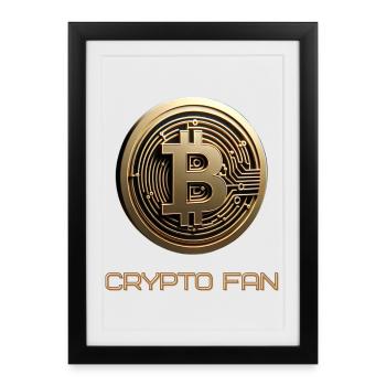 Cryptomonnaie Bitcoin 3D - Affiche encadrée (27 × 37 cm) - noir - Devant