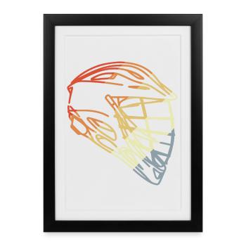 Casque de crosse style rétro - Affiche encadrée (27 × 37 cm) - noir - Devant