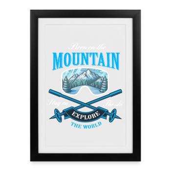 Né sur la montagne - Affiche encadrée (27 × 37 cm) - noir - Devant