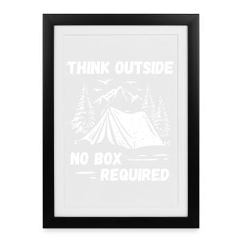 Camping, Randonnée, Forêt - Pensez à l’extérieur - Affiche encadrée (27 × 37 cm) - noir - Devant