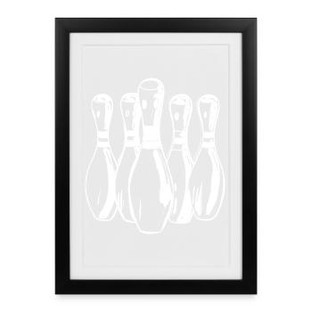Cartoon Bowling Pins - Framed poster (27 × 37 cm) - black - Front