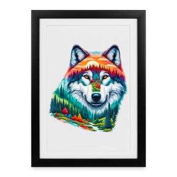 Loup - Affiche encadrée (27 × 37 cm) - noir - Devant