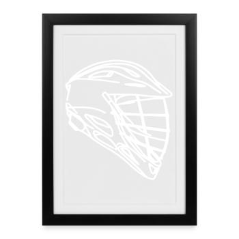 Lacrossehelm Skizze - Gerahmtes Poster (27 × 37 cm) - Schwarz - Vorne