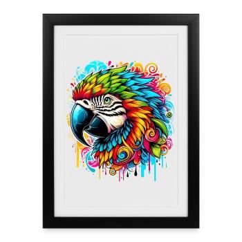 Perroquet - Affiche encadrée (27 × 37 cm) - noir - Devant