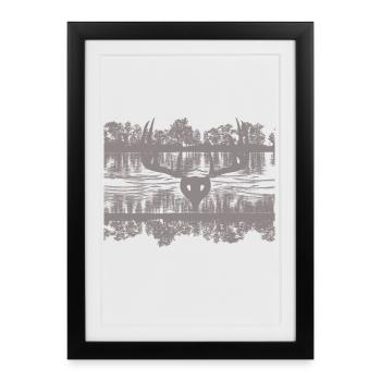 Reflets de la faune Conception de la silhouette - Affiche encadrée (27 × 37 cm) - noir - Devant