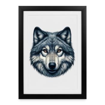 Loup - Affiche encadrée (27 × 37 cm) - noir - Devant