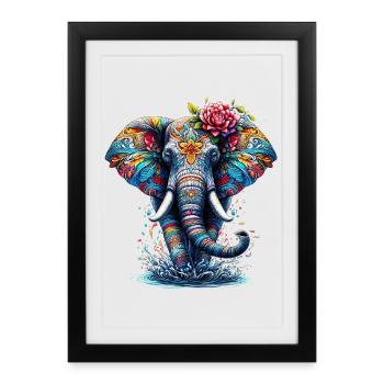 Éléphant - Affiche encadrée (27 × 37 cm) - noir - Devant