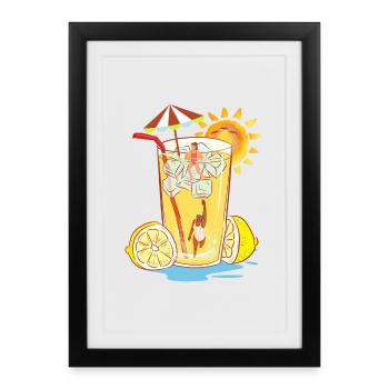 Refreshing lemon relax design - Framed poster (27 × 37 cm) - black - Front
