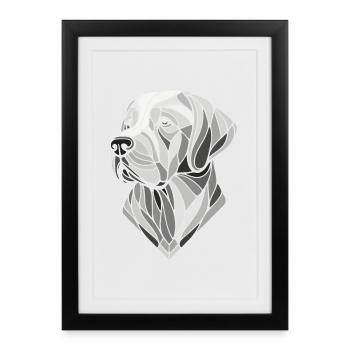 Labrador head, retriever, geometric art, polygon - Framed poster (27 × 37 cm) - black - Front